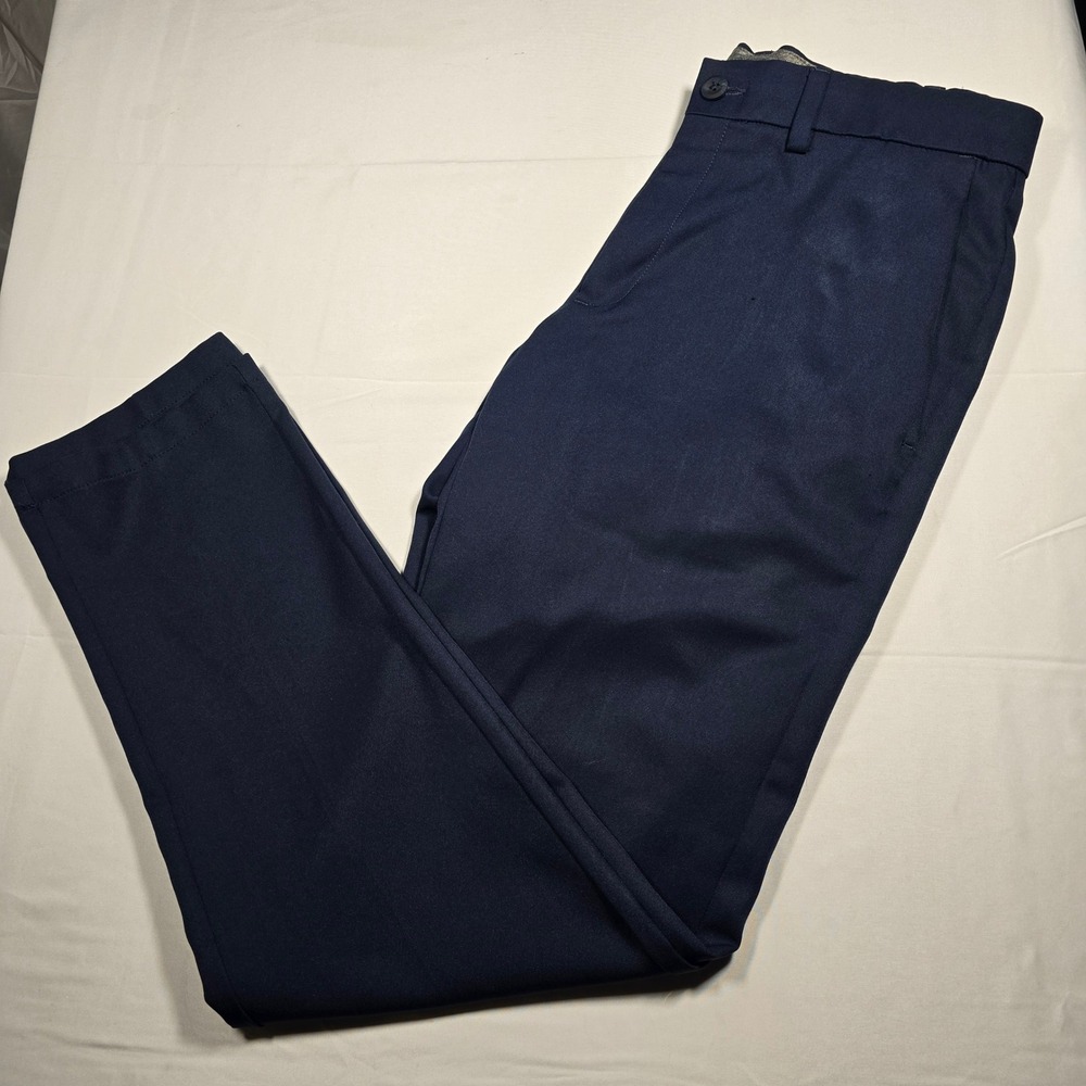 Haggar Cool 18 Pro Slim Fit Dress Pants‎ Men's 32x32 Navy Flat Front